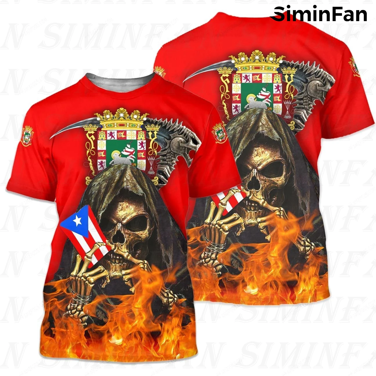 

Mens T-Shirts Puerto Rico Skull 3D Print Summer Tees 2022 Casual Short Sleeve Shirt Unisex Harajuku Top Women Punk Streetwear 01