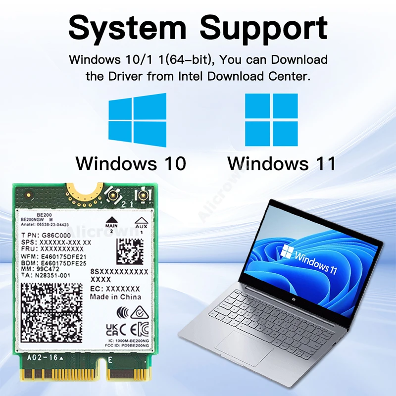 WiFi 7 BE200 Bluetooth 5.4 Wifi Card Tri Band 2.4G/5G/6GHz Wireless Network Adap