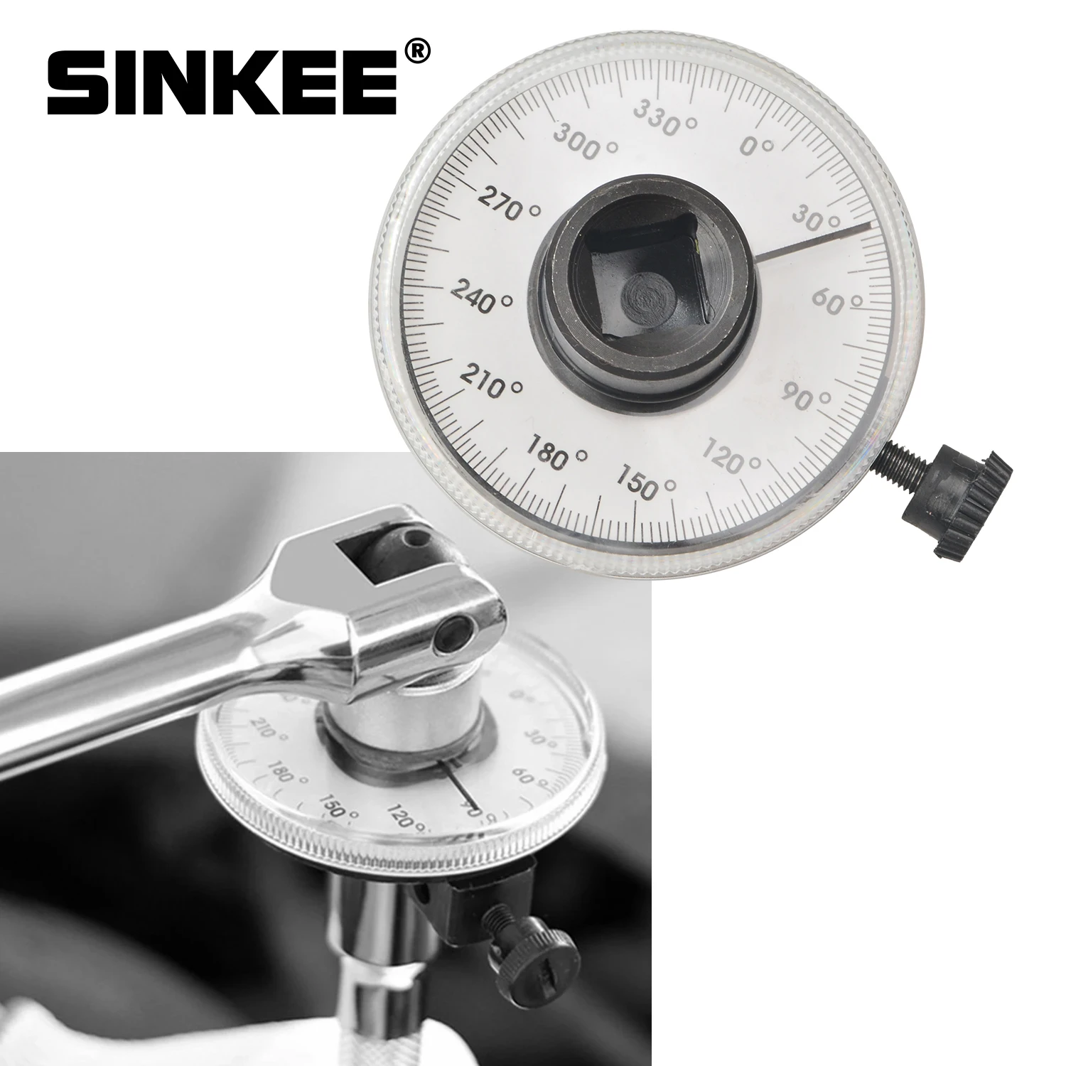 

360 Degree 1/2" Drive Adjustable Torque Angle Gauge Meter Angle Rotation Measurer Tool Wrench Auto Repair Check Meter