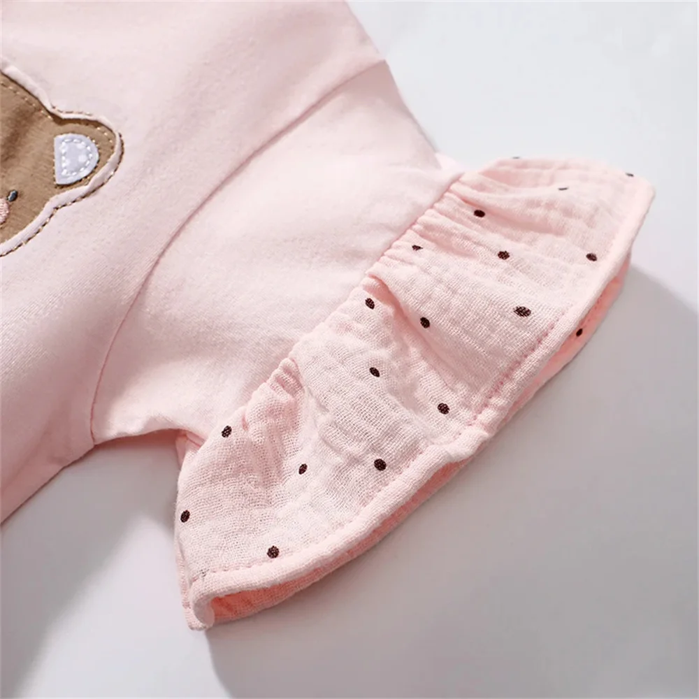 2025 New Summer Children 's Clothing for Kids Baby Girls Cotton Children Casual Clothes Cartoon Bear Dresses