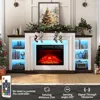 LED Electric Fireplace with Mantel, Fireplace TV Stand for 80 Inch TV, Modern Entertainment Center with Storage, Delicate 5