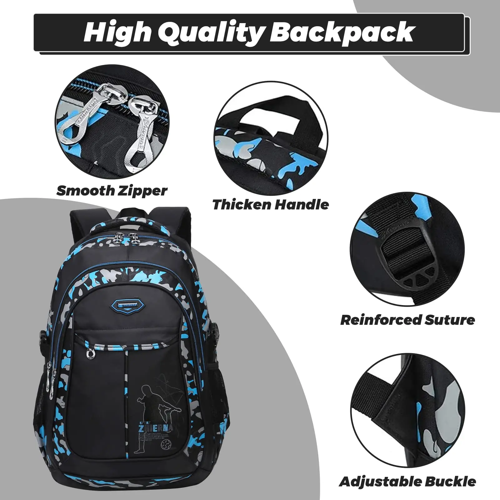 School Backpack for Boys with Lunch Bag and Pencil Bag Casual Large Capacity Middle College Student School Bags