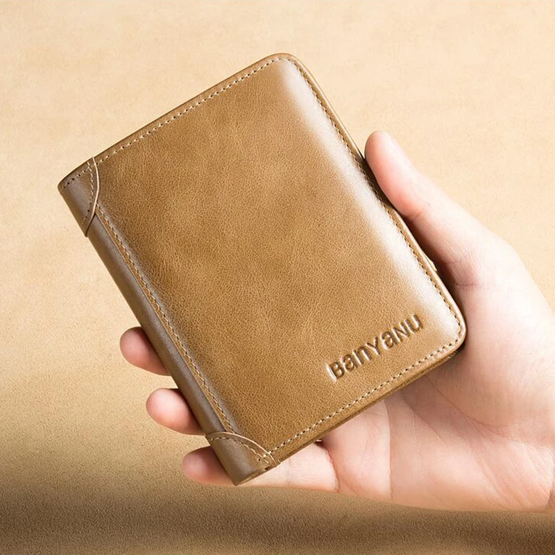 Genuine Leather Trifold Wallet for Men