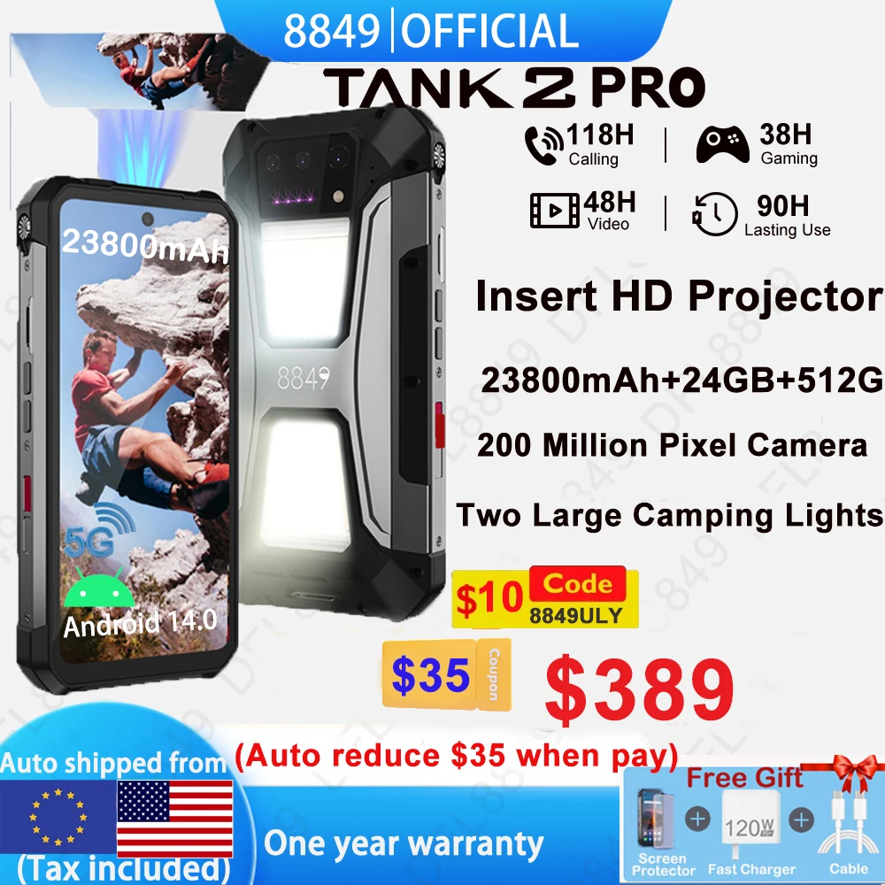 8849 Tank 2 PRO 頑丈なスマートフォン プロジェクター付き 6.79