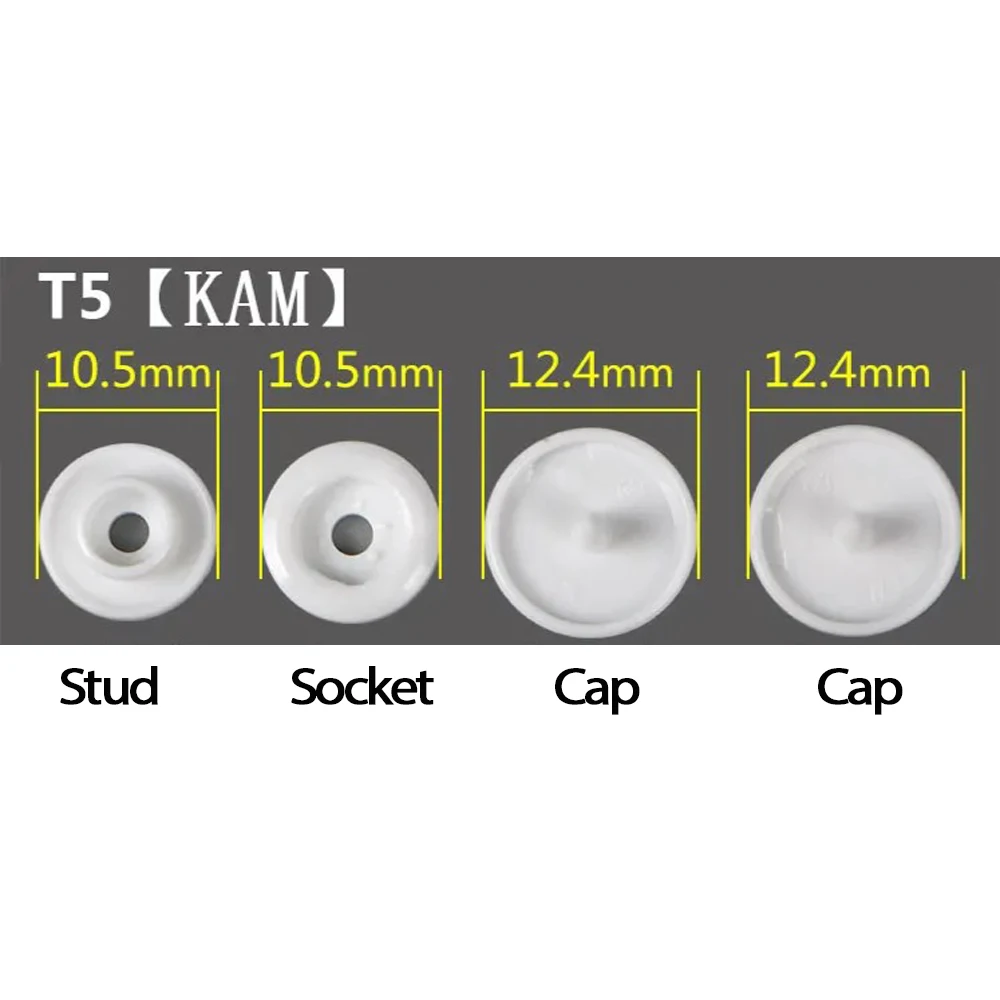 200sets/lot Five sizes plastic Black/white four parts buttons POM plastic snap fastener for baby clothes 4-part buttons T-1-15 2