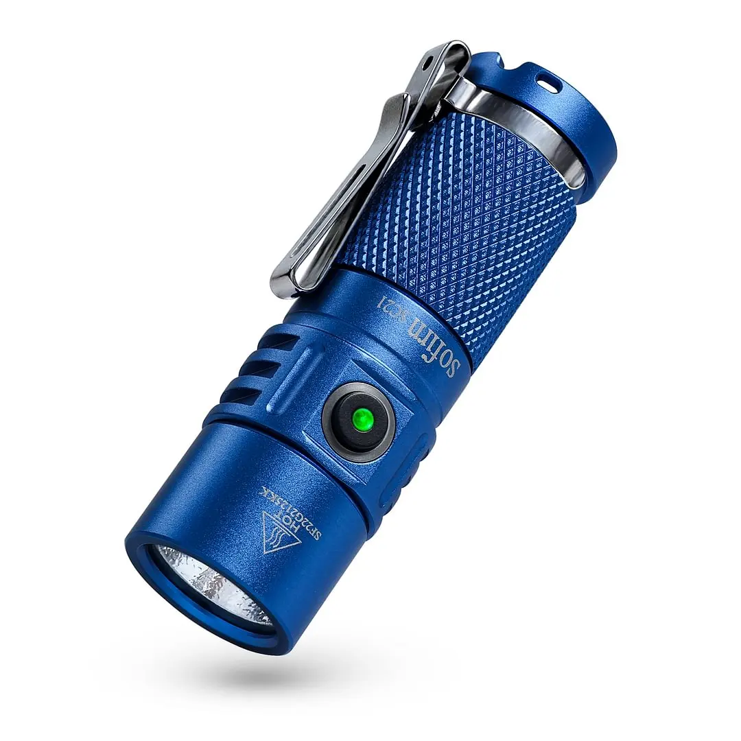 Sofirn SC21 LED Blue Flashlight USB-C LH351D 1000lm 16340 Rechargeable Outdoor EDC Fishing Torch with Magnet & Power Indicator