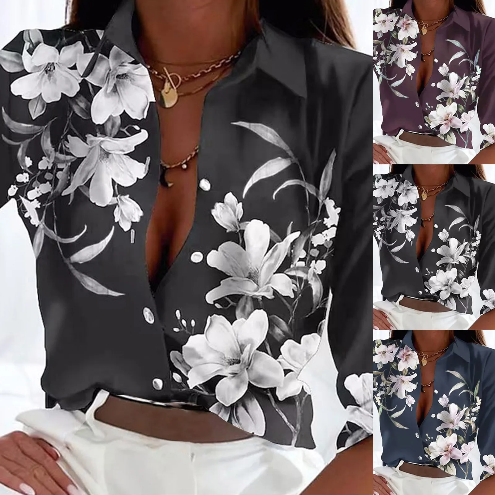 

Women's Shirt Blouse Graphic Abstract Button Print Long Oversized Chemise Femme Blusas Camisas De Hombre Pullovers Lapel