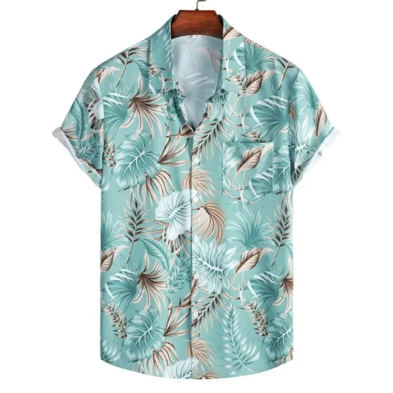 

Men's Hawaiian Vacation Shirt Summer Fashion Trend 3D Print Leaf Oversized Breathable Clothing Casual Personality Unisex Shirts