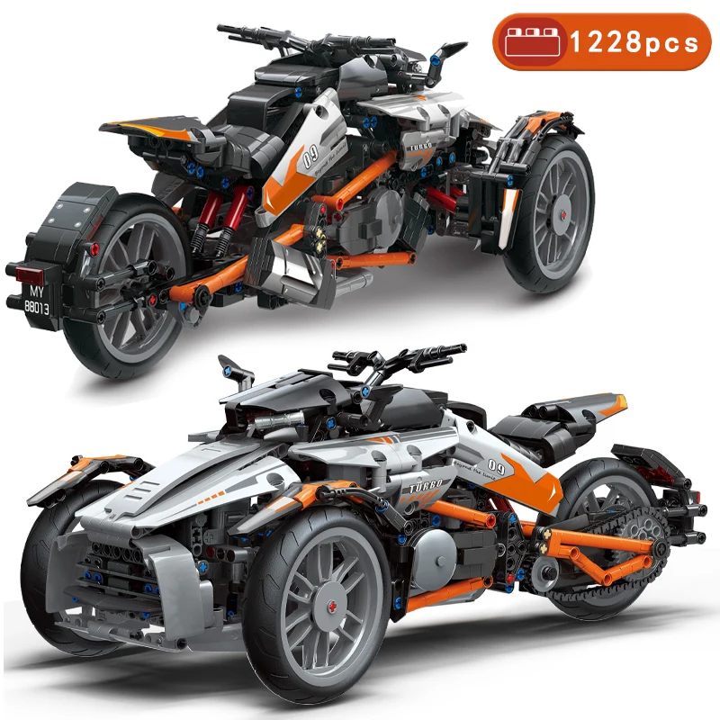 Nuovo Esperto Creativo High-Tech Super Speed Sports Racing Motorcycle 1228Pc Moc Brick High-Tech Model Building Block Boy Toy