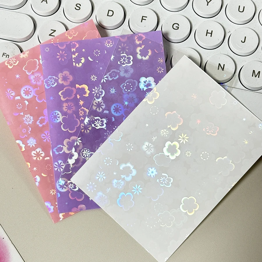 SKYSONIC 50pcs Kpop Card Sleeves 61x91mm Snowflake/Sakura Holder For Holo Postcards Top Load Film Photocard Game Cards Protector 4
