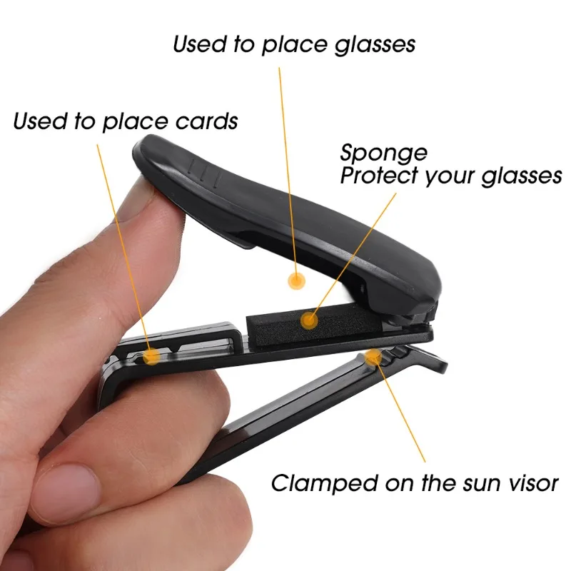 Sunglasses Case 2/1pcs Auto Sun Visor Glasses Clip Card Ticket Holder Stand Universal Fastener