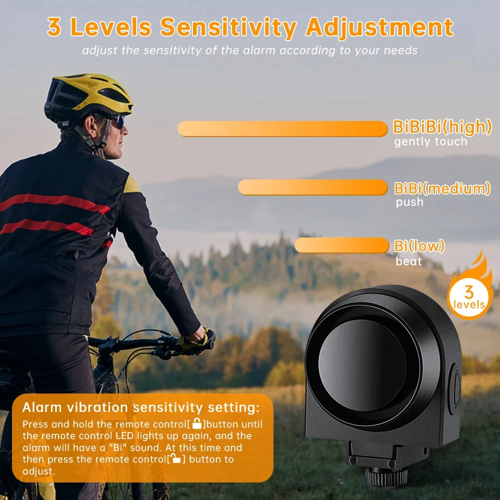 Goelely New Bike Alarm Wireless Remote Rechargeable Alarm For E-Bike Motorcycle Bicycle Scooter Car Volume Sensitive Adjustable
