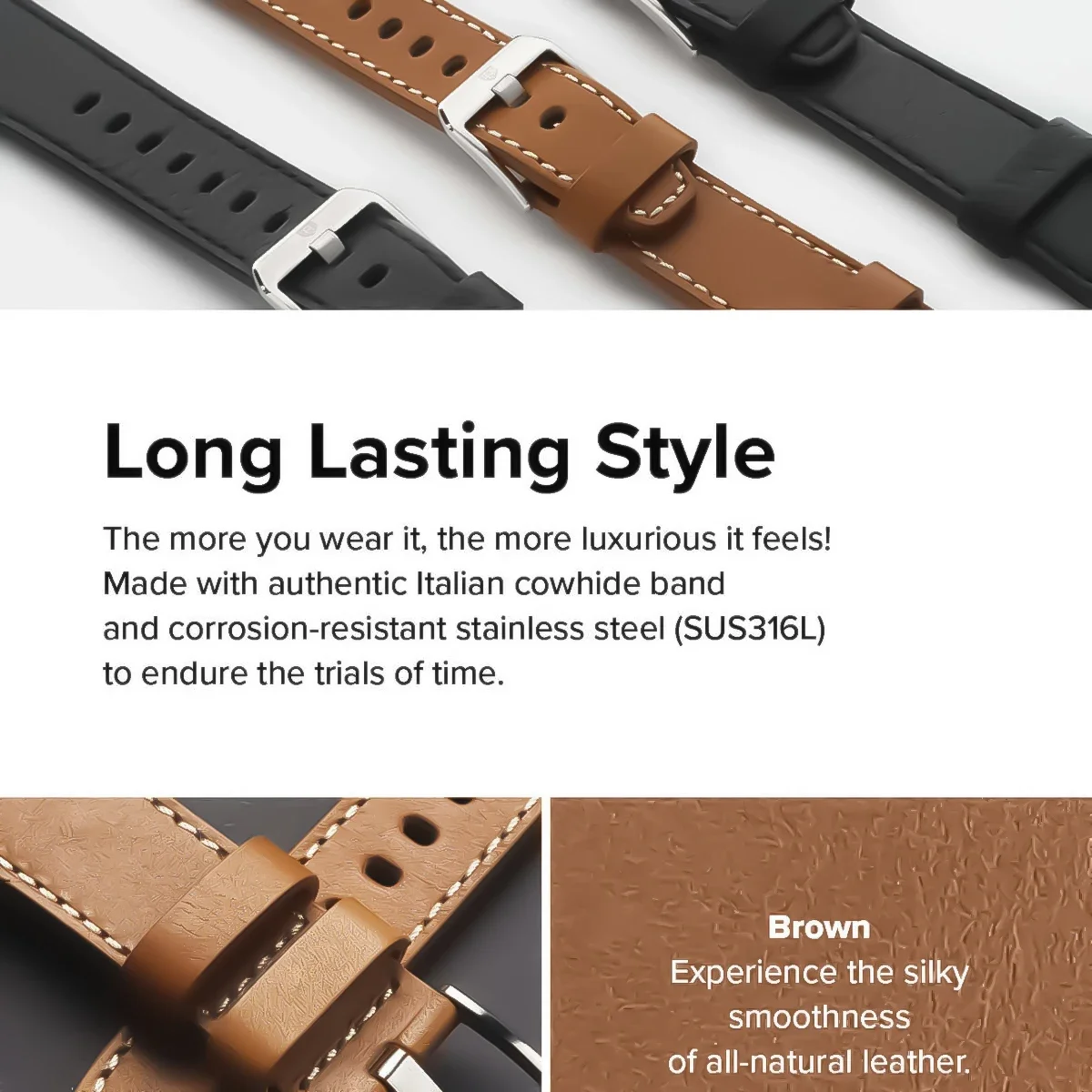 Premium Leather Replacement Wristband Bracelet
