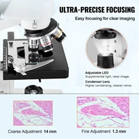 VEVOR Compound Trinocular Microscope 40X-2500/40X-5000X Magnification Lab Microscope with LED Illumination & External Interface 3