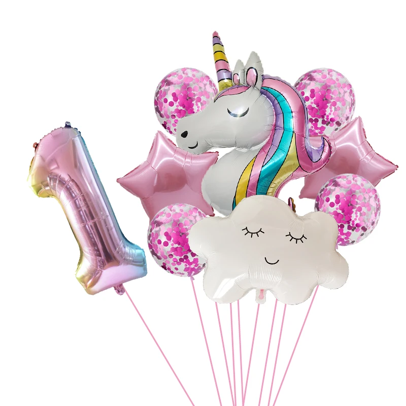 10 Pz/Set New Big Unicorn Balloon Clouds 32 Pollici Number Foil Balloons For Kids Birthday Unicorn Theme Party Decor Favors Globos