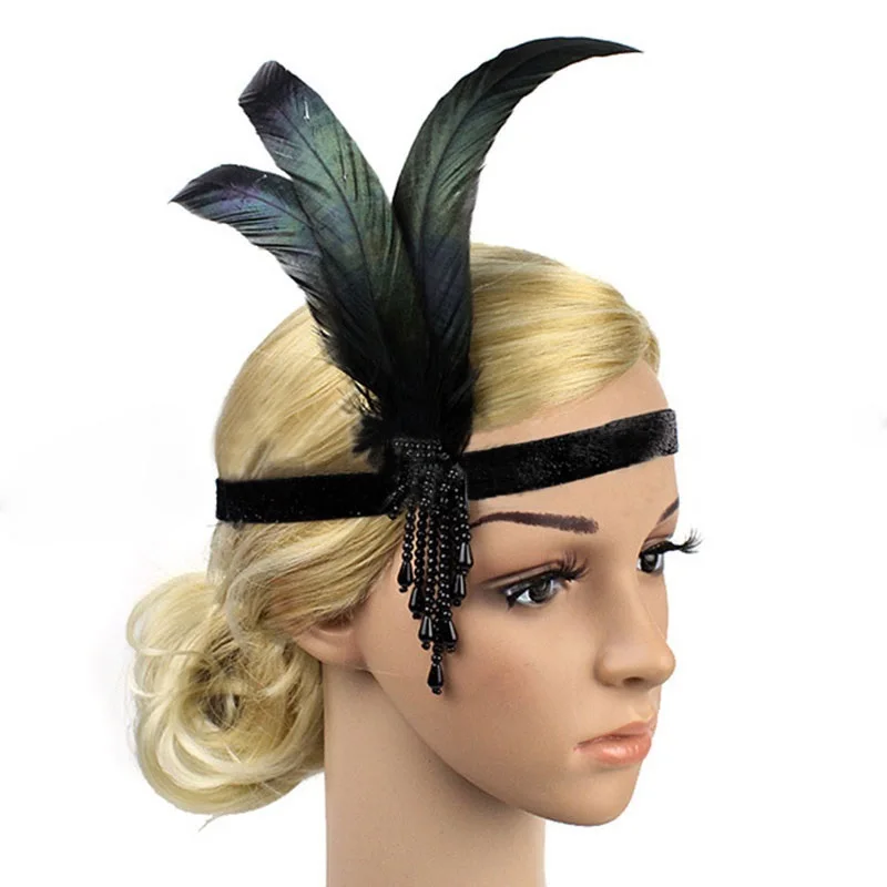 Fascinator Con Piume Di Pavone E Strass – Accessorio Anni '20 Per Donna - 4