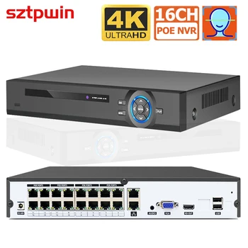 16CH 8CH 4K 8MP H.265 PoE NVR 레코더, HD 4K 3MP 4MP 5MP PoE IP 카메라, 얼굴 인식 48V ONVIF 비디오 감시