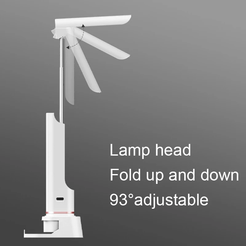 접이식 LED 데스크 램프, 휴대용 USB 충전식 스터디 테이블 램프, 터치 디밍 독서, 사무실 업무용 야간 조명