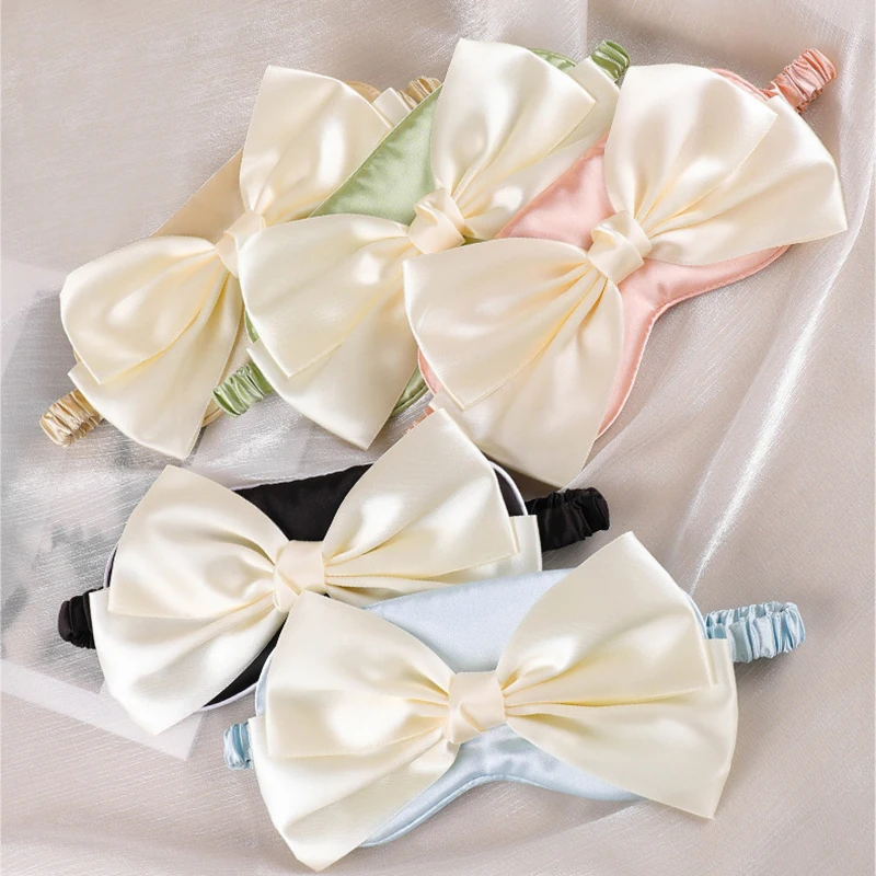 

Bow Knot Silk Elastic Band Eye Mask Soft And Comfortable Ice Silk Eye Mask For Girl Night Eye Bandage Gift