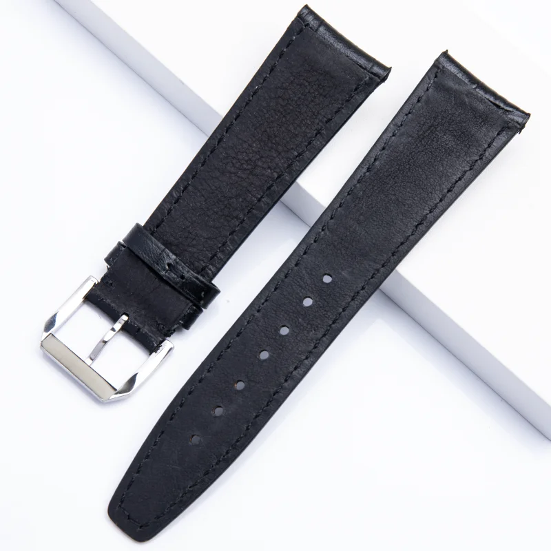 SCHIK 20/21/22mm Soft Cowhide Leather Watchband Flat End Belt Fit For IWC Strap Pilot'S Watches Portofino Portugieser Belt