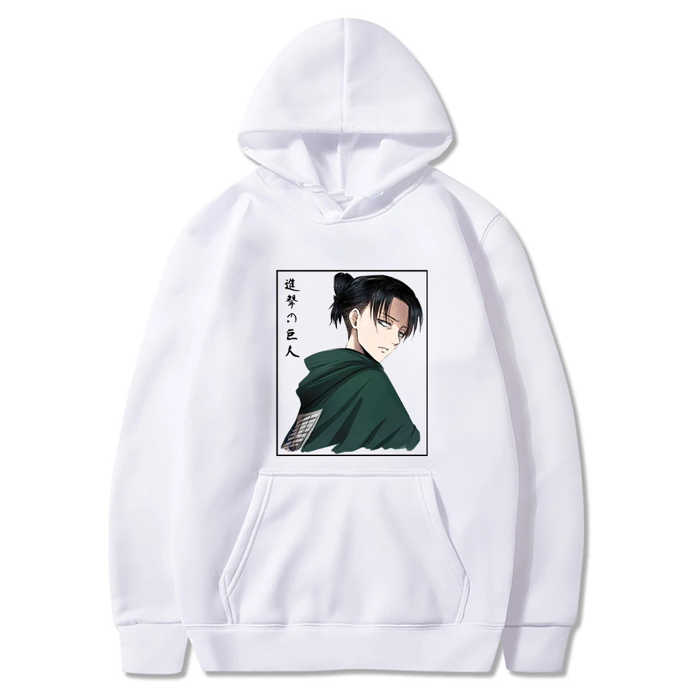 

Harajuku Hoodie Anime Attack on Titan Pullovers Levi Ackerman Print Sweatshirt Causal Streetwear Tops