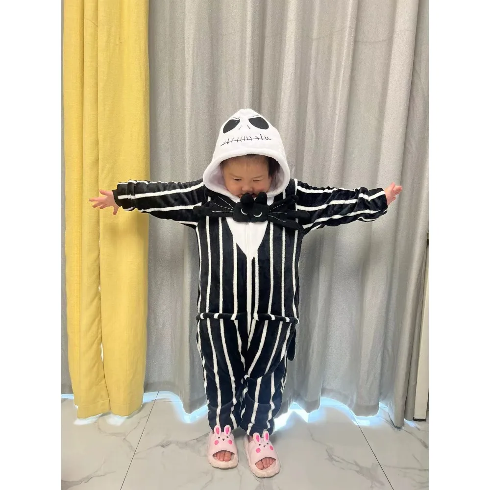 Children Zipper Kigurumi Onesies Pajama Boy Girl Sleepwear Halloween Jumpsuit Animal Skeleton Cosplay Onesies Pajamas