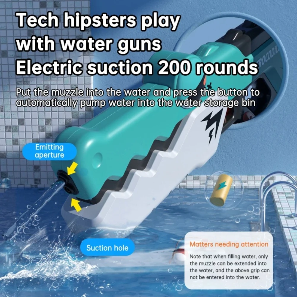 Electric Multi Shot Gun Festival Toys Automatic Absorption Powerful Water Spraying For Children_voghion.com