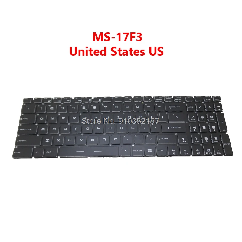 Tastiera Retroilluminata Per Laptop Per Msi Alpha 15 Creator 17M Alpha 15 A3Dd Ms-17F3 Ms-16Uk Ms-16U6 Inglese Us Nero Nuovo