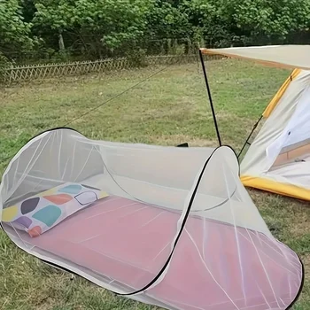 Moustiquaire portable pliable avec fond - Enclos à fermeture éclair complète pour le camping, le dortoir et l'usage intérieur |   Anti-chute et anti-moustiques 1