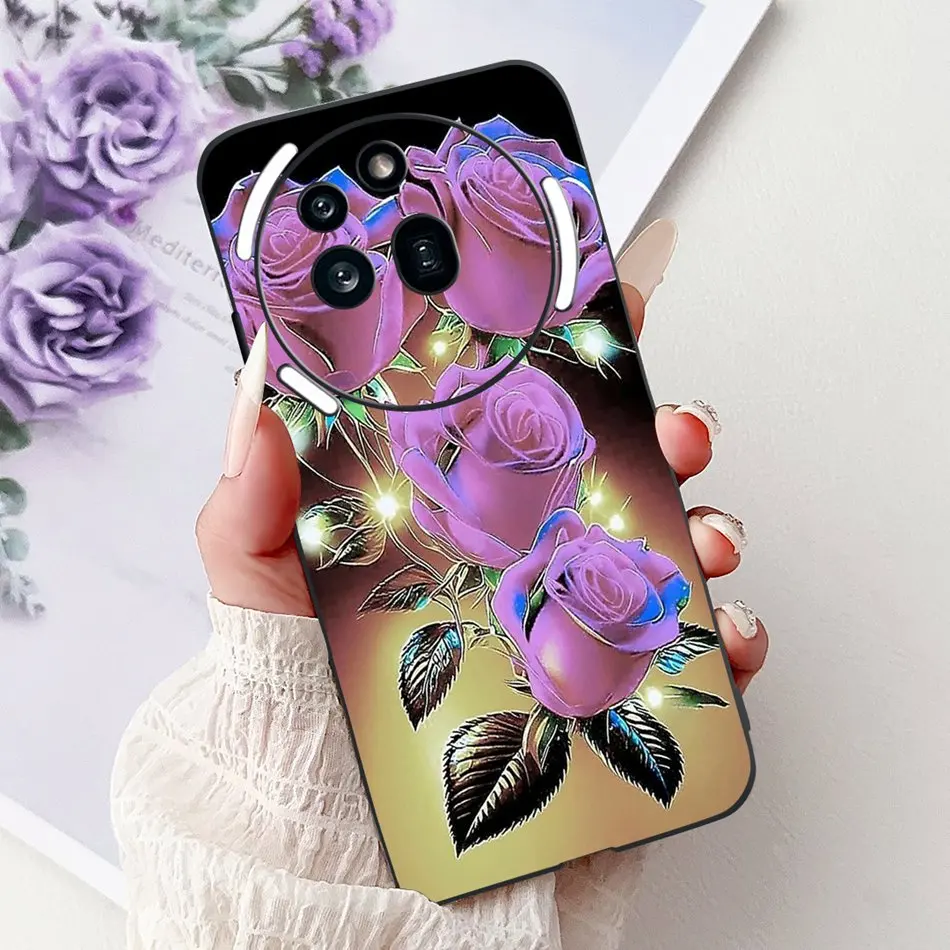 Elegant Butterfly Cat Printed Black Silicone Soft Phone Case