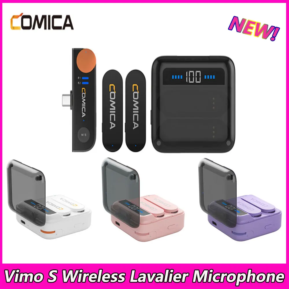 

Wireless Lavalier Microphone,Comica Vimo S 2.4G Compact Wireless Lapel Microphone With Charging Case for iPhone Android phone