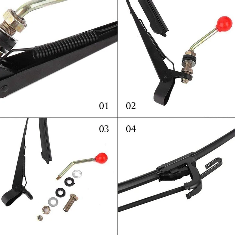 350X400MM Manual UTV Windshield Wiper 15.7 Inch Wiper Kit Polaris Ranger RZR 800 900 1000 Can Am Kawasaki Honda