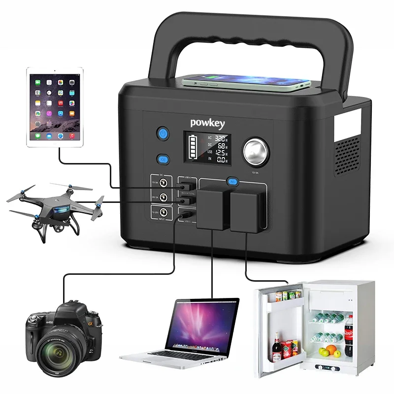 Powkey R350 110v 220v Camping Solar Generator Power Station 350w 1000w 500w 600W 300w Portable Power Station for Camping use