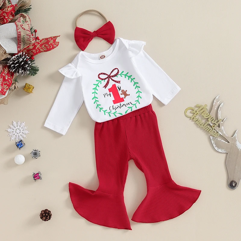 

Новорожденные девочки рождественские наряды 3 6 12 18 месяцев комбинезон колокольчик-фото детская девочка комплект одежды