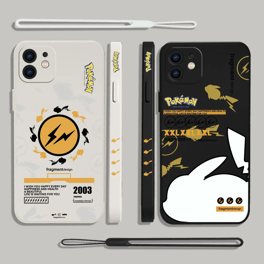 

Hot Anime POKÉMON Cute Pikachu Phone Case For Xiaomi Redmi Note 12 11 11T 10 10S 9 Pro Plus 10C 9A K40 K50 4G 5G With Hand Strap