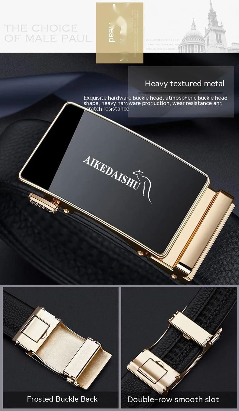 Cinto masculino de couro legítimo com fivela automática_voghion.com