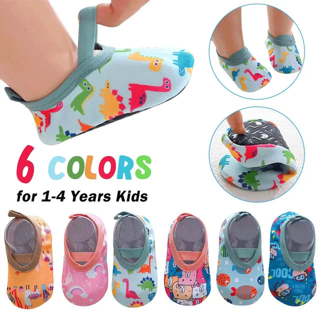 Zapatos de agua de dibujos animados para bebés y niños, calcetines  acuáticos descalzos, antideslizantes, para piscina, Playa y Surf -  AliExpress