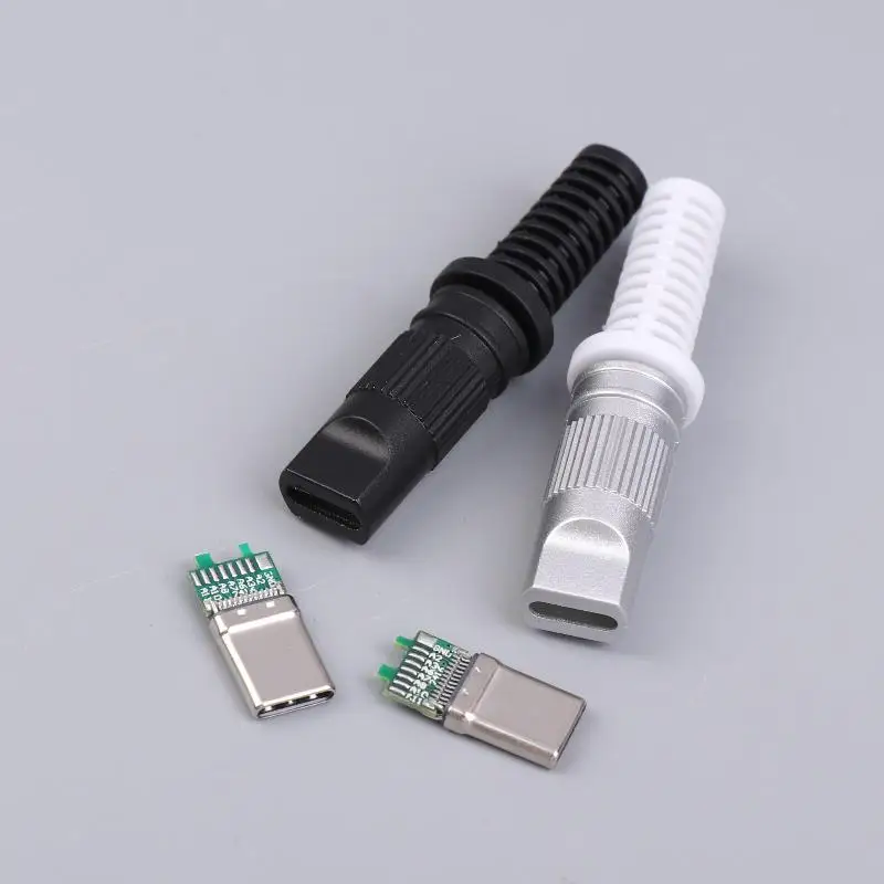 2/5Pcs USB3.1 Type-C Male Plug - 24Pin 5 Solder Joints CC Pad Fast Charging Data Connector For Mobile Phone DIY Repair Accessory