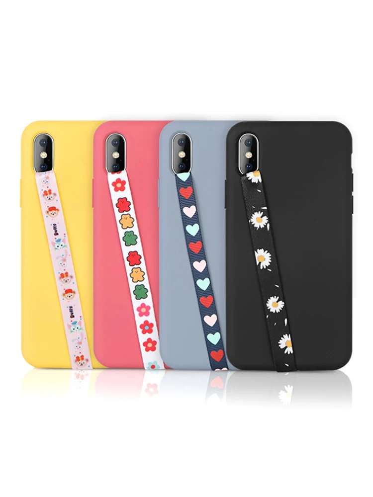 Mobile Phone Elastic Bandage Wristband Finger Holder Phone Lanyard PU Leather Grip One Hand Anti Slip Cartoon Phone Holder Strap