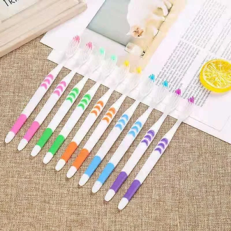 10PC Personal Environmental Bamboo Charcoal Toothbrush for Oral Health Low Carbon Medium Soft Bristle Wooden Handle Toothbrush