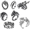 Wholesale 20pcs Dragon Rings For Men Women Punk Style Silver Color Claw Trendy Jewelry Party Gift Fashion Finger Accessories 6