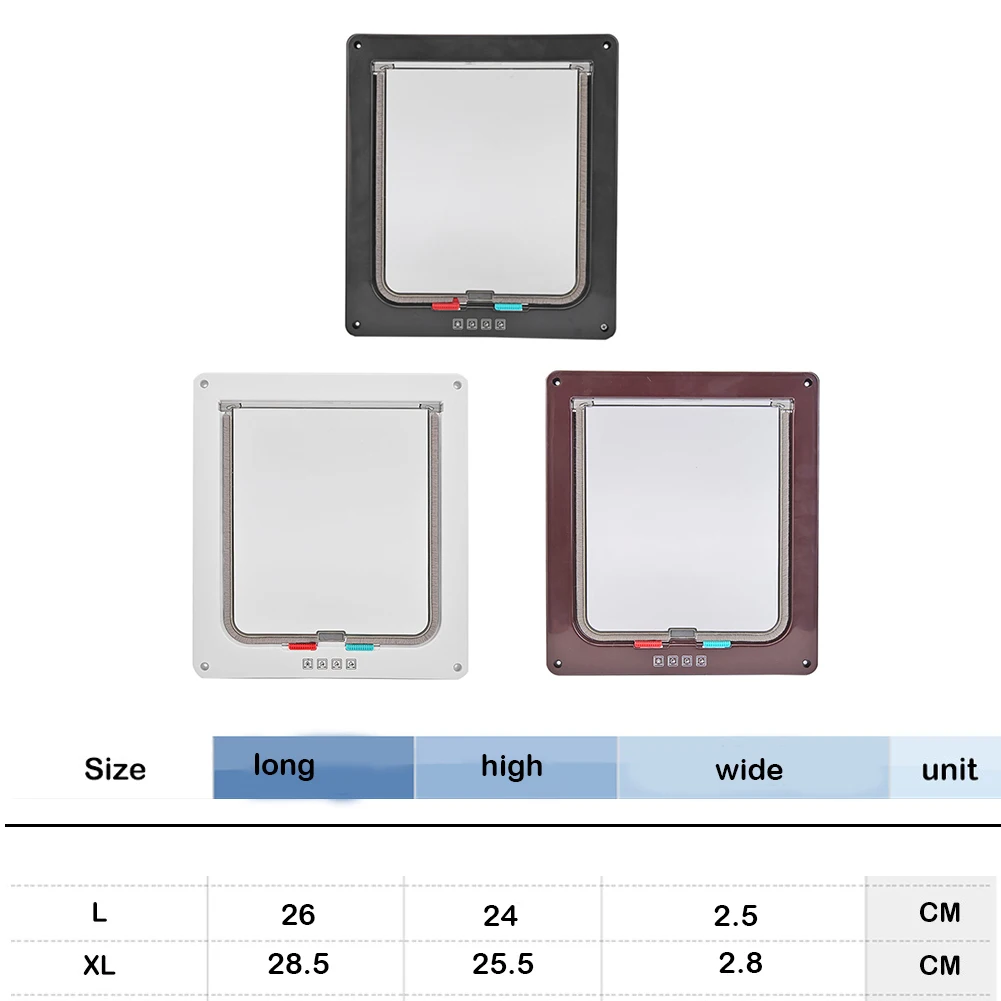 Dog Cat Flap Door with 4 Way Security Lock Flap Door for Dog Cats Kitten ABS Plastic Small Pet Gate Kit Cat Dogs Doors cat door pet door