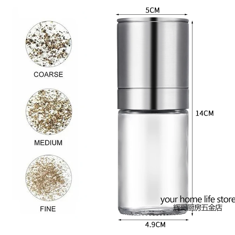 Salt and Pepper Grinder Pepper Grinder Upgraded Pepper Grinder 304 Stainless Steel Adjustable Coarseness Ceramic Rotor Salt Thickener