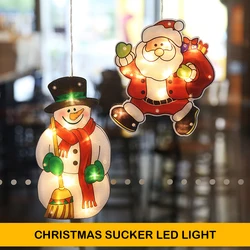 Christmas Sucker LED Light Navidad Gift Santa Snowman Hanging Lamp for Holiday Window Home Decor