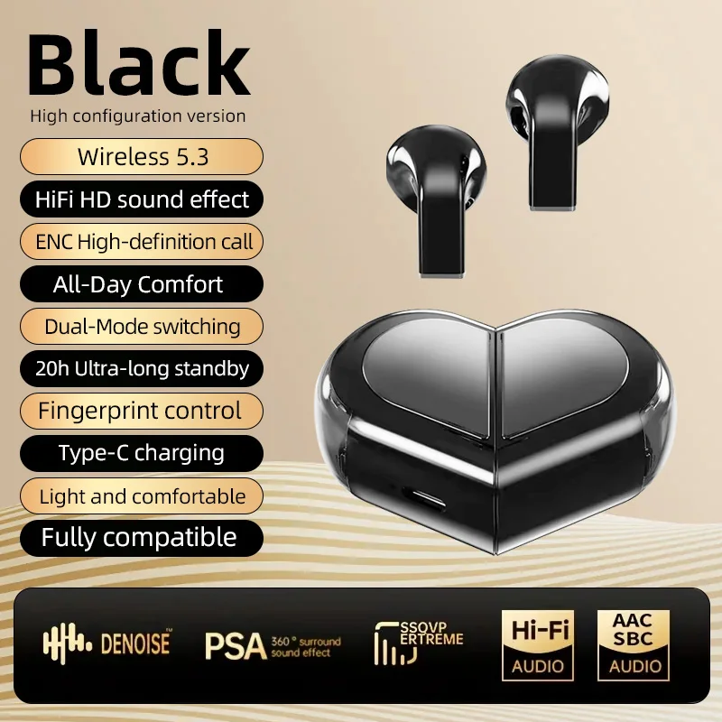 Transformable Wireless Bluetooth Earbuds with 9D Stereo Sound and Call Noise Reduction