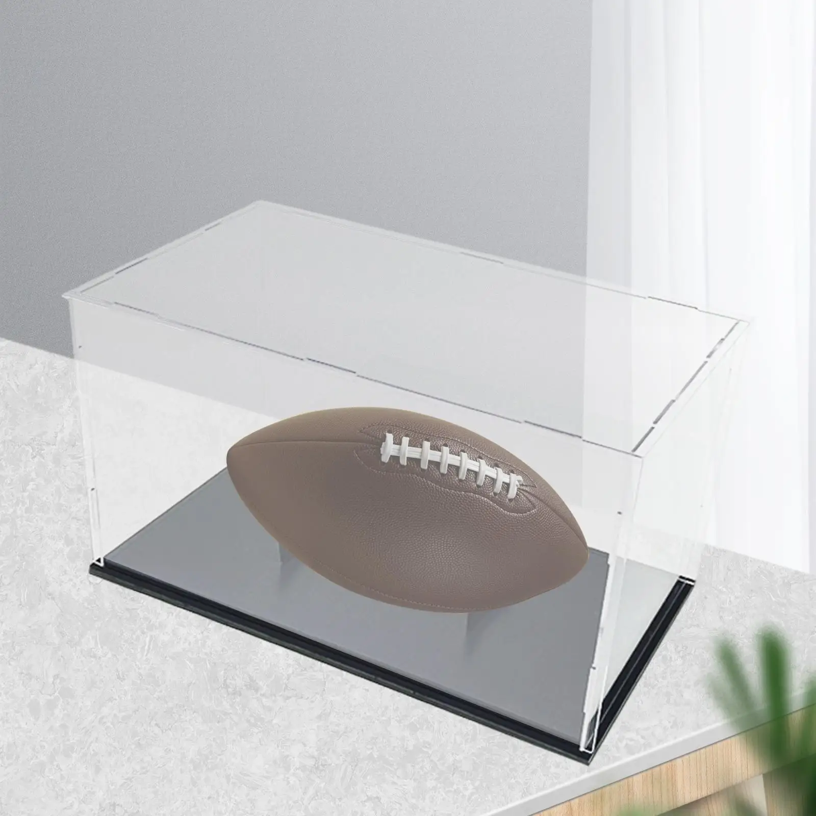 Football Display Case Dustproof Oval Ball Holder Acrylic Display Case for Souvenir Art Craft Collectibles Figures Volleyball