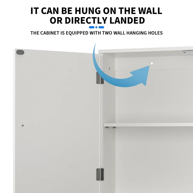 DayPlus Mobiletto da parete per bagno da cucina, mobiletto portaoggetti con ripiani portaoggetti a doppia anta, indipendente 3