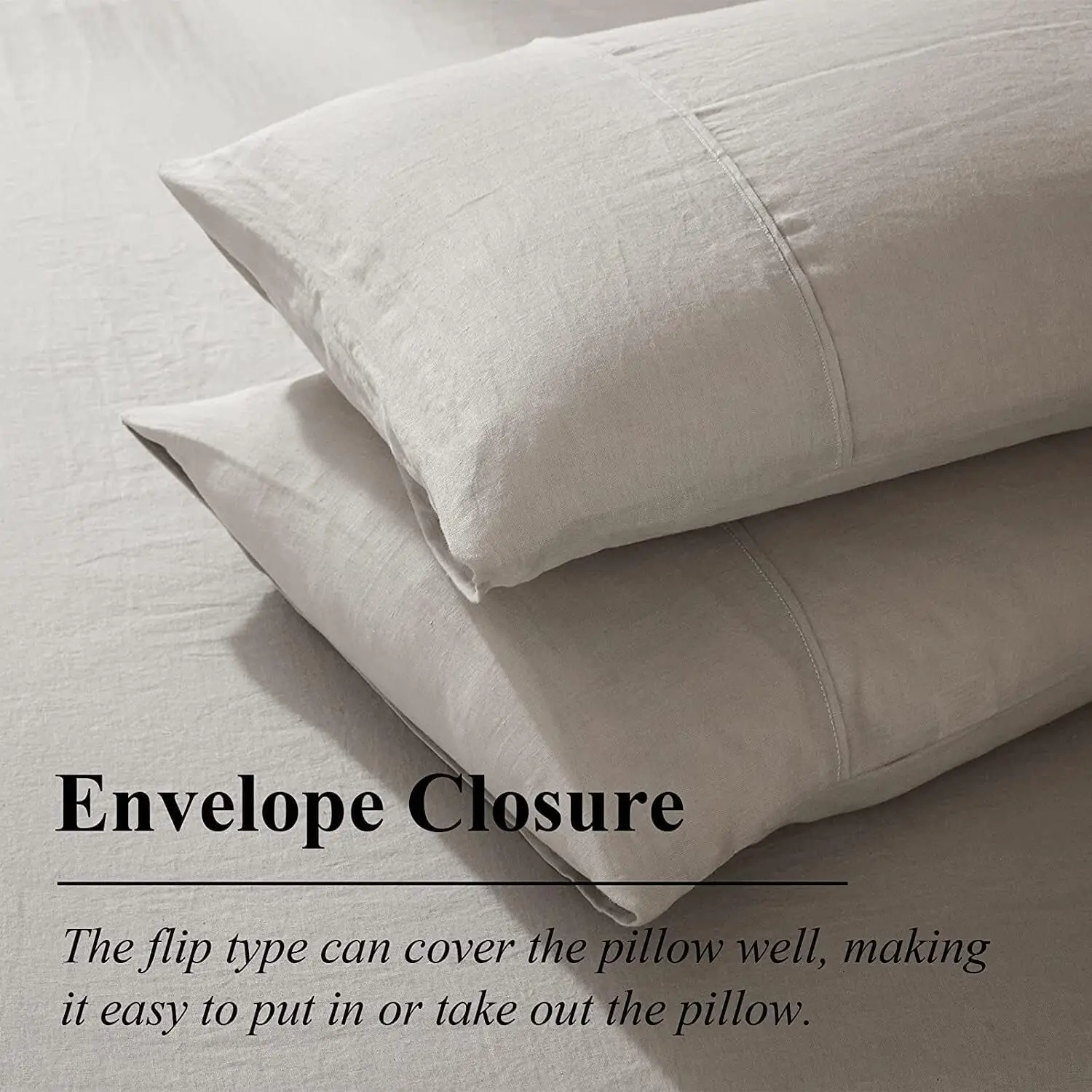 Ivellow Linen Duvet Cover Set 100% Washed French Flax Pure Linen Duvet Covers King Soft Natural Breathable Durable Cooling