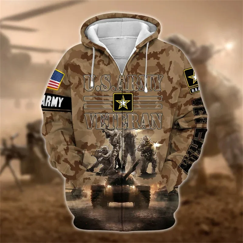 

Autumn 3D Print United States Soldiers Armys Veterans Zip Up Hoodies Kid Fashion Cool Harajuku Camo Tops Zip Up For Men Clothing