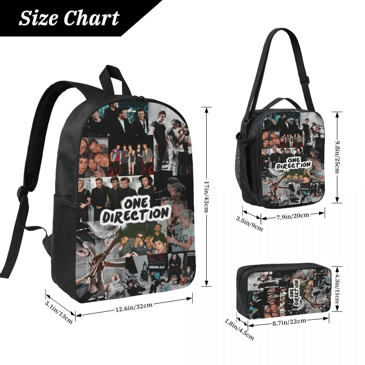 1D Boys Group One Directions Kids Backpack Lunch Box Pencil Boxes for Boys Girls Backpacks School bag Bookbag Set 2